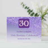 Chic 30 Geburtstag Lila Glitzer UAWG RSVP Karte (Stehend Vorderseite)