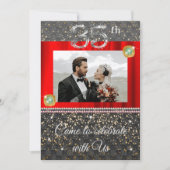Chic 35th Anniversary Party | Smaragd & Foto Einladung (Vorderseite)