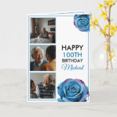 Chic 3 Foto Collage 100. Geburtstag Karte (Gelbe Blume)