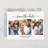 Chic 3 Foto Collage Budget Hochzeit speichern das Ankündigungspostkarte (Vorne/Hinten)