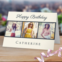 Chic 3 Foto-Collage Elegant Script Geburtstag