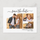 Chic 3 Foto Collage Wedding Budget Save the Date Ankündigungspostkarte (Vorderseite)
