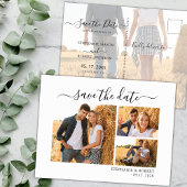 Chic 3 Foto Collage Wedding Budget Save the Date Ankündigungspostkarte
