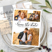 Chic 3 Foto Collage Wedding Budget Save the Date Ankündigungspostkarte