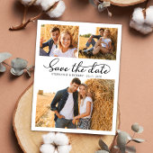 Chic 3 Foto Collage Wedding Budget Save the Date Ankündigungspostkarte