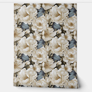Chic 3d Weißgold und Salbei Blume Frühling Blüte Tapete