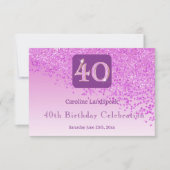 Chic 40 Birthday Pink Glitzer UAWG RSVP Karte (Vorderseite)