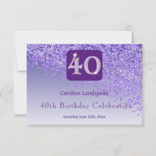 Chic 40 Geburtstag Lila Glitzer UAWG RSVP Karte