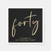 Chic 40. Geburtstag Party Black Gold Serviette (Vorderseite)