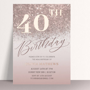 Chic 40. Geburtstag Real Rose Gold Folieneinladung