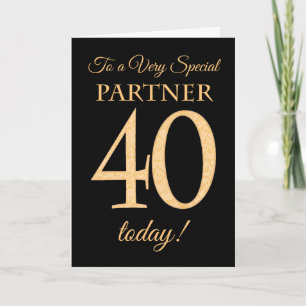 Chic 40. Gold-Effekt auf Black, Partner Birthday Karte