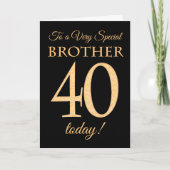 Chic 40. Gold-Effekt auf Black, Stepson Birthday Karte (Vorderseite)