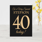 Chic 40. Gold-Effekt auf Black, Stepson Birthday Karte (Gelbe Blume)