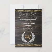 Chic 40-jähriges Jubiläum Holz & Gold Save the Dat