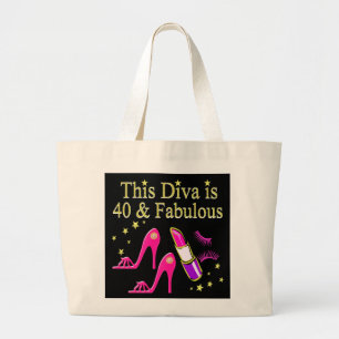 CHIC 40 UND FABULOUS FASHION QUEEN DESIGN JUMBO STOFFBEUTEL