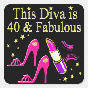 CHIC 40 UND FABULOUS FASHION QUEEN DESIGN QUADRATISCHER AUFKLEBER