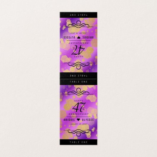 Chic 47. Amethyst Wedding Anniversary Table Cards (Außenseite Aufgefaltet)