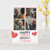 Chic 4 Foto Collage 100. Geburtstag Karte (Gelbe Blume)