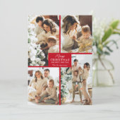 Chic 4 Foto Collage Rot Frohe Weihnachten (Stehend Vorderseite)
