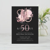 Chic 50 And Fabulous Dancing Shoes Birthday Party Einladung (Stehend Vorderseite)