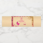 Chic 50& Fabulous High Heels Hot Pink Gold Glitter Wasserflaschenetikett (Einzelnes Label)