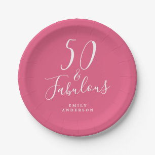 Chic 50 Fabulous Hot Pink 50. Geburtstag Pappteller