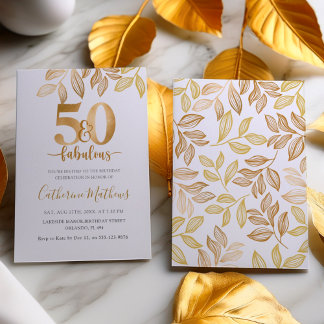 Chic 50 & Fabulous Imitats Gold Geburtstagsparty Einladung