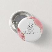 Chic 50 Fabulous Rose Gold Glitzer Typografie Button (Vorne & Hinten)