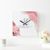 Chic 50 Fabulous Rose Gold Glitzer Typografie Quadratische Wanduhr (Zuhause)