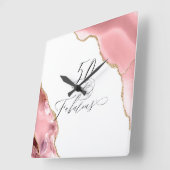 Chic 50 Fabulous Rose Gold Glitzer Typografie Quadratische Wanduhr (Winkel)