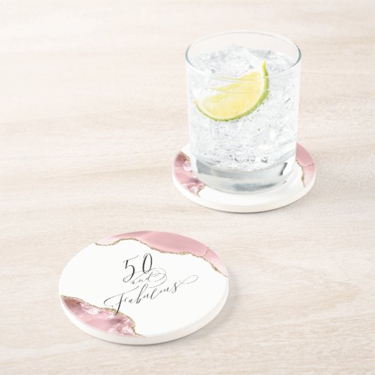 Chic 50 Fantastische Rose Gold Glitzer Agate Scrip Getränkeuntersetzer (Seite)