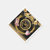 Chic 50. Geburtstag Black Balloons Gold Glitzer Serviette (Ecke)
