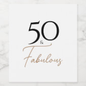 Chic 50. Geburtstag Black & Gold Weinetikett (Einzelnes Label)