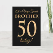 Chic 50. Gold-Effekt auf Black, Brother Birthday Karte (Vorderseite)