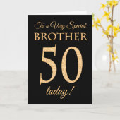 Chic 50. Gold-Effekt auf Black, Brother Birthday Karte (Gelbe Blume)
