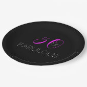 Chic 50 und fabelhafte Hot Pink Black Birthday Par Pappteller (Schrägansicht)