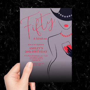 Chic 50 und Fabulous Lilac Birthday Einladung