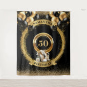Chic 50th Birthday Banner Gold Glitzer Heels Wandteppich (Vorderseite)
