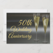 Chic 50th Wedding Anniversary Black Gold Party Einladung (Vorderseite)