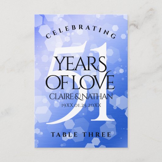 Chic 51. Saphire Wedding Anniversary Table Card Dankeskarte (Vorderseite)