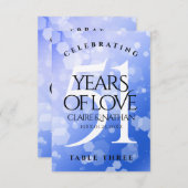 Chic 51. Saphire Wedding Anniversary Table Card Dankeskarte (Vorne/Hinten)