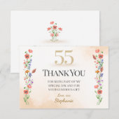 Chic 55th Birthday – Wildflower Design Dankeskarte (Vorne/Hinten)