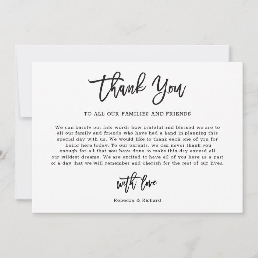 Chic 5 Bride Groom Foto Collage Script Hochzeit Dankeskarte (Rückseite)