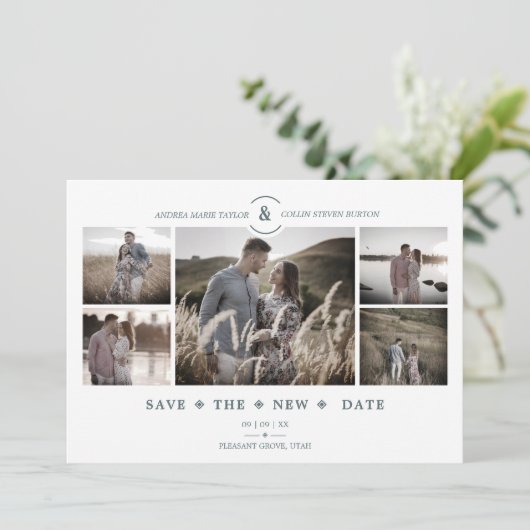 Chic 5 Custom Fotos Minimalistisch New Date Weddin (Stehend Vorderseite)