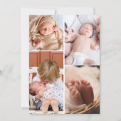Chic 5 Foto Collage Geburtserklärung Vielen Dank Ankündigung (Rückseite)