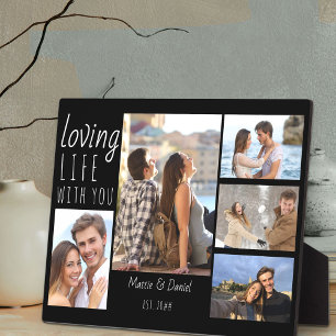 Chic 5 Foto Collage Love Life mit Ihnen   Schwarz Fotoplatte