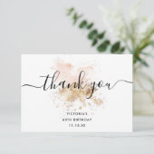 Chic 60. Geburtstag Pink und Gold Danke Karte (Stehend Vorderseite)