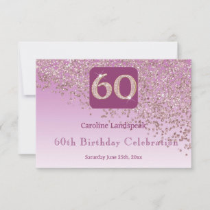 Chic 60 Geburtstag Rose Gold Glitzer UAWG RSVP Karte