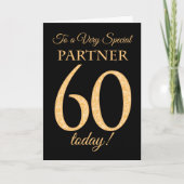 Chic 60. Gold-Effekt auf Black, Partner Birthday Karte (Vorderseite)