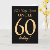 Chic 60. Gold-Effekt auf Schwarz, für Onkel Birthd Karte (Gelbe Blume)